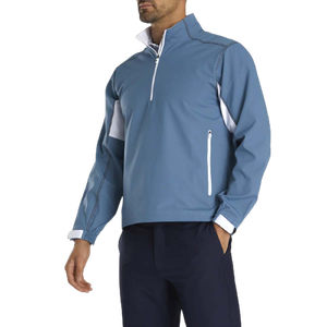 Men's Light Blue Soft Shell <b>Jacket</b> Quarter-Zip Breathable Polyester Outdoor Wear Regular Fit Solid Color with Pockets - Product Image 2
