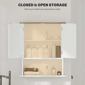 Mobile Bagno Moderno Bianco a 2 Ante da Parete in Legno Massello e MDF con Ripiano Regolabile in Acciaio per Hotel - Product Image 5