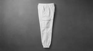 Ladies <b>White</b> 100% Cotton Breathable <b>Cargo</b> Long Pants Drawstring Waist Pockets Elastic Cuff Casual Running - Product Image 3