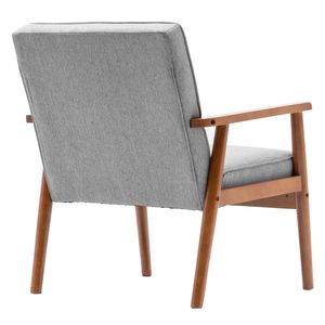 FCH ที่พักแขนไม้แข็งสไตล์ย้อนยุคเก้าอี้พักผ่อนผ้าที่นั่งเดี่ยวพร้อมพนักพิงจุดดึงสีเทาสำหรับใช้ในห้องนั่งเล่นในร่ม - Product Image 6