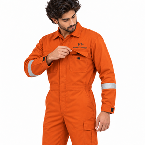 Combinaison de travail haute visibilité FR robuste en tissu de coton pour les équipes de service industrielles avec manches longues - Product Image 4