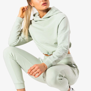 Wholesale Customized Front Autumn <b>Lightweight</b> Quick Dry 100% Cotton Loose Adjustable Waist Hood Long Sleeve Cropped <b>Hoodies</b> - Product Image 2