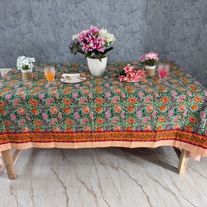 Elegant Indian Print Handmade Modern <b>Tablecloth</b> Floral Pattern Cotton Customized Size Durable Washable Home Use - Product Image 3