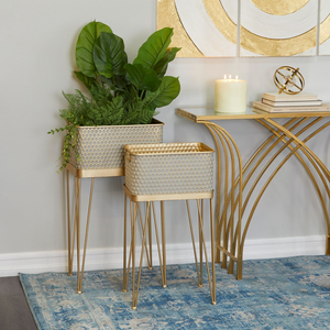 Beautiful geometric embossed neutral <b>pots</b>, elegant minimalist design planter <b>stands</b>, available at wholesale prices. - Product Image 6