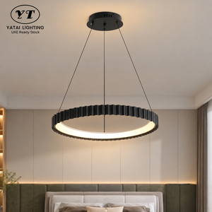 Suspension LED moderne minimaliste en métal noir et acrylique 29W avec télécommande et gradation progressive pour chambre à coucher - Product Image 1