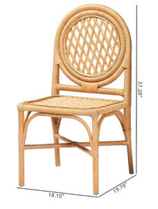 Silla de Ratán Natural con Respaldo Redondo - Asiento de Mimbre Tejido a Mano con Diseño de Celosía Abierta, Altura de Mostrador, Individual - Product Image 4