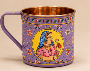 Taza de Cobre con Diseño Artístico Mughal Oriental, Asa Amarilla, Vajilla para el Hogar, Taza de Cobre Pintada a Mano en Amarillo Vibrante para Moscow Mule - Product Image 6
