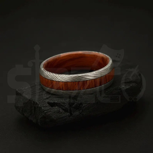 Hot Selling Handmade Wood Damascus Steel <b>Ring</b> for <b>Men</b> Women Wedding Band Fashion Party <b>Ring</b> Custom Latest Design OEM Supplier - Product Image 3