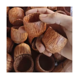 Tazas de Té Rústicas de Madera de Coco con Diseño Vintage, Sostenibles y Reutilizables para Cafeterías, Regalos Empresariales - Product Image 1