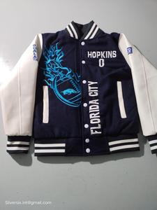 เสื้อแจ็คเก็ต Ocala Thunder Varsity สำหรับผู้ชาย ปักลายสไตล์เบสบอลแบบมหาวิทยาลัย ชุดกีฬาแนว Preppy ออกแบบโลโก้ได้ตามต้องการ - Product Image 2