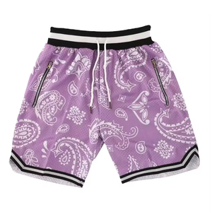 Custom Breathable Basketball Mesh Shorts for Men Double <b>Layer</b> Zipper Side Pockets Casual Anti-Wrinkle Sublimation Printing - Product Image 4