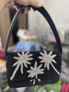 Indian Women Bohemian Style Handmade <b>Beaded</b> Cotton Boho Messenger Evening Clutch Bags with Zipper Evening Shopping Shoulder Bags - Product Image 5