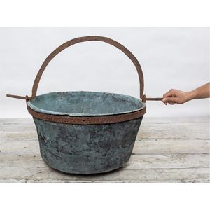 Antique Lead Finish Oval Garden Planter Box Embossed Cherub Putti Design Rectangular Metal Flower <b>Pot</b> Outdoor Decorative Basin - Product Image 5