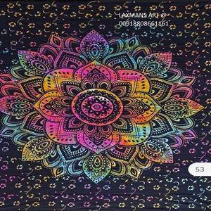 Mandala Multi Colours Cotton Printed <b>Queen</b> Size <b>Bed</b> <b>Sheets</b>/ Wall Hangings Wholesale Supplier India Celtic Star Print Tapestry - Product Image 1
