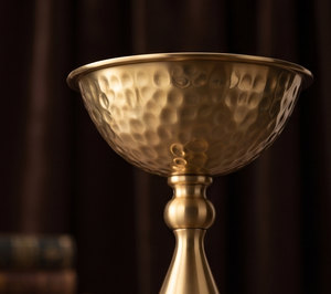 Iron Pedestal <b>Incense</b> <b>Burner</b> Gold Metal Hammered Chalice Censer <b>Cone</b> Ash Catcher Holder Wholesale - Product Image 3