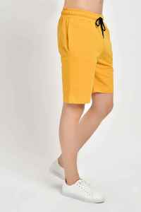 <b>Men's</b> <b>Yellow</b> Solid Color Drawstring Bermuda <b>Shorts</b> Casual Style Mid Rise Knitted With Pockets Front Logo OEM ODM - Product Image 4