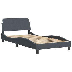 Estructura de cama tapizada de terciopelo gris oscuro de 39,4 "x 74,8" sin colchón Camas enfundadas - Product Image 2