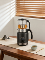 Vente directe usine : Ensemble bouilloire électrique en verre avec plateau à thé isotherme, service à thé en acier inoxydable à écran tactile, capacité 2,0 L