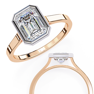 Anillo Clásico con Bisel de Diamante Cultivado en Laboratorio de Corte Esmeralda de 1 Quilate, Oro Sólido de 14K, Anillo de Compromiso, Boda, Aniversario - Product Image 4