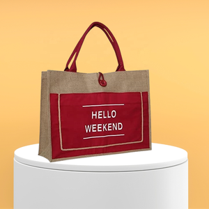 ถุงปอกระเจาพิมพ์ลายแบบเป็นมิตรต่อสิ่งแวดล้อมพร้อมที่จับเป็นพังผืดที่นุ่มสบายจากอินเดีย - Product Image 5