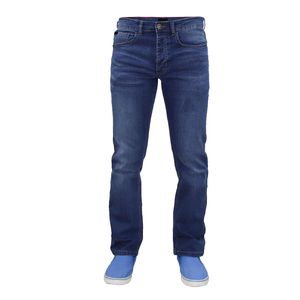 Men's Regular Fit Straight-leg Stonewashed <b>Denim</b> Jeans Mid Waist Cotton Casual Blue Vintage Winter Wear - Product Image 3