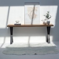 Table console Vandana Lunaris Orion Acacia avec pieds en métal, design moderne en bois massif