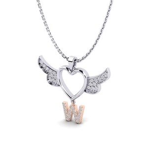 Luxury Wing <b>Pendant</b> With Initial W <b>Crystal</b> Rhinestone 925 Silver Moissanite Alloy Unisex Romantic Fashion Jewelry Gift - Product Image 2