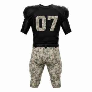 Uniforme de Fútbol Americano Negro, Pantalones con Camuflaje Digital, Ropa Deportiva, Cuello en V, Manga Corta, Ropa Deportiva para Equipos, Práctica y Entrenamiento, 100% - Product Image 2