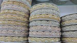 <b>Indian</b> Ethnic Beads Embroidery Golden Lace Polyester Metallic Washable From Gujarat Deals in Wholesale - Product Image 4