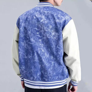Custom Men Acid Wash Blue Varsity <b>Jacket</b> Vintage Chenille Patch <b>Letterman</b> <b>Jacket</b> Contrasting Sleeve Streetwear Baseball <b>Jacket</b> - Product Image 4