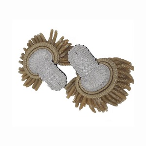 Parche Bordado en Oro Personalizado con Flecos, Aplique de Tela de 70x150mm para Uniformes, Prendas, Chaquetas y Ropa - Product Image 5