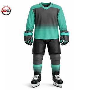 Uniforme de Hockey sobre Hielo de Alta Calidad, Transpirable, Base Blanca con Detalles en Rosa, Uniforme Profesional para Hombre - Product Image 1