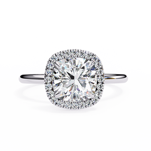 Bague en argent plaqué diamant, sertissage invisible, pierre centrale ovale, halo, bijoux de fiançailles et de mariage pour femme - Product Image 3
