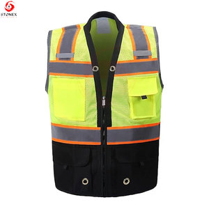 เสื้อกั๊กสะท้อนแสงสำหรับผู้ชาย ANSI Class 2 พร้อมซิปด้านหน้าและกระเป๋าเก็บของหลายช่องสำหรับงานกลางแจ้ง - Product Image 1
