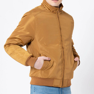 Men's Solid Color Bomber <b>Jacket</b> Stand Collar Zipper Closure Casual Autumn Wear Polyester Material - Product Image 4