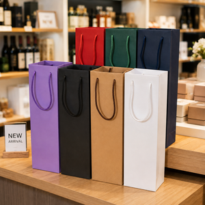 Sac cadeau pour vin rouge, best-seller au Vietnam, sac fourre-tout biodégradable, emballage en papier kraft personnalisé pour bouteille de vin - Product Image 4