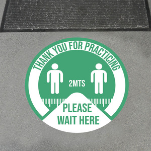 Autocollant de sol rond en vinyle bleu, signalisation décorative de sécurité pour la distanciation sociale - Product Image 5
