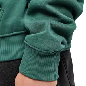 Sweat-shirt à capuche zippé vert pour homme, couleur unie, manches longues, avec poche kangourou, sweats à capuche et sweat-shirts pour homme - Product Image 2