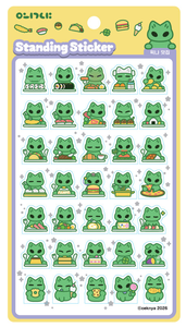 [Woeknya] Autocollants 3D Pop-Up sur pied Woeknya Foodie Chat Alien Mignon, Feuille d'autocollants de personnages alimentaires pour agenda, carnet et ordinateur portable - Product Image 1