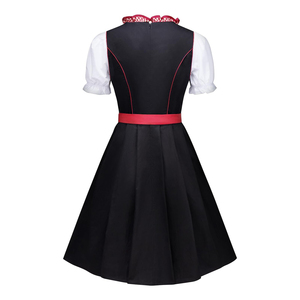New Style Long German Bavarian Drindl Dirndl Halloween Costume-<b>Knee</b>-<b>Length</b> Cotton Blend Floral Print Breathable <b>Dress</b> - Product Image 2
