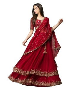 Diseñador indio paquistaní Golden Foil Mirrors Lehnga Festival Wear Silk Lehenga Choli con colores brillantes para ropa de fiesta - Product Image 1