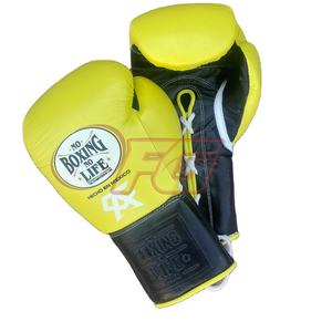 No Boxing No Life Guantes de Boxeo Profesionales de Cuero Vacuno con Cordones, Acolchado Grueso de 4 Capas, Protección Completa para los Dedos, Absorción de Humedad - Product Image 1