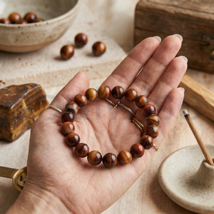 Divine Solutions <b>Red</b> Tiger Eye <b>Bracelet</b> with Buddha Charm-Unisex Gift for Hindu Occasions - Product Image 6