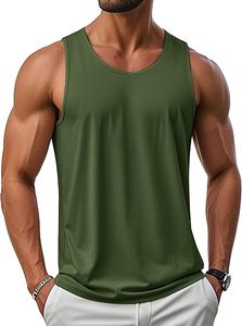 EZRUN Men's Quick Dry 100% Polyester Crew Neck Tank Top UPF 50+ Summer Workout <b>Shirts</b> for <b>Swim</b> Beach Gym Bodybuilding - Product Image 3