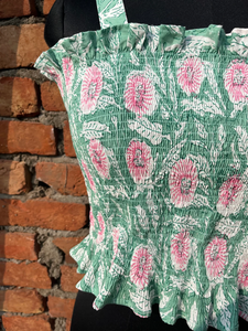 Top Informal Estilo Bohemio Hippie, Top Floral de Algodón Estampado a Mano, Túnica sin Mangas con Cuello Cuadrado Bordado, Tejido de Punto - Product Image 2