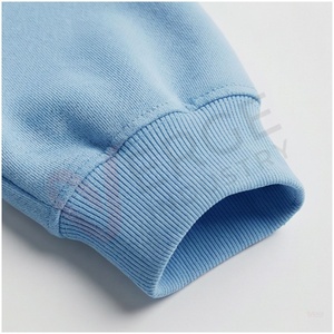 Ensemble de survêtement unisexe bleu clair à capuche, manches longues, couleur unie, décontracté, pour l'automne, 100 % coton, respirant, coupe classique - Product Image 6