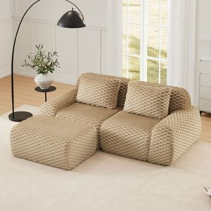 Divano componibile moderno a L da 82 pollici in tessuto flanella, divano oversize a 2 posti senza struttura con elementi mobili per soggiorno - Product Image 1