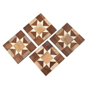 Posavasos Cuadrados de Madera Ecológicos Hechos a Mano, Diseño Moderno, Acabado en Madera Natural, Antideslizantes, 10 cm de Diámetro, 12 mm de Grosor - Product Image 2