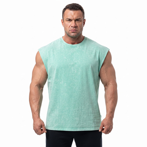 Débardeur Vintage Homme Sans Manches Streetwear 100% Coton – Gilet de Sport Lavé à l'Acide pour Entraînement - Product Image 2