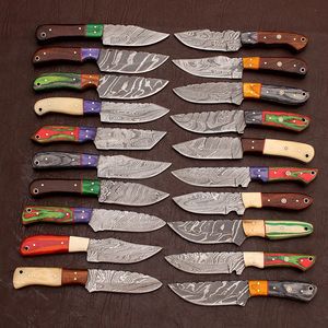 Lot de 20 couteaux en acier Damas avec manches en bois pour le camping et la randonnée en plein air, avec étui en cuir - Product Image 4